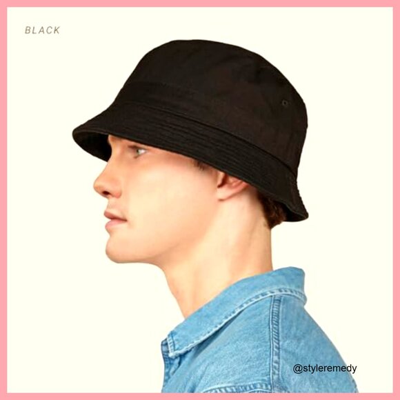 Cotton Bucket Hat with Adjustable Fit for Outdoor Sun Protection